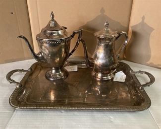 Teapots and serving tray. 