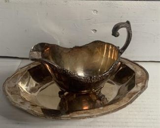Silver Plated Gravy Boat & Bowl Set