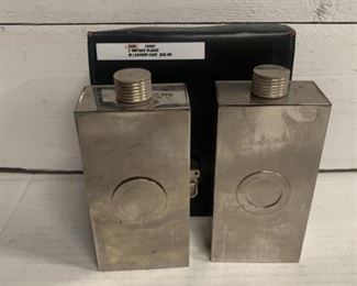 2 Vintage Flasks In Leather Case
