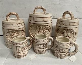 Barrel Canister set & mugs