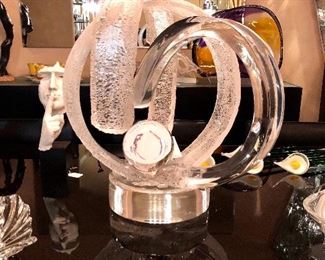 Signed John Teal terrific lucite sculpture with glass ball.  Too cool!
