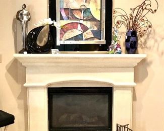 We had to add to this scene....2 flatscreens.  Checkered art glass vase.