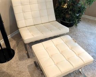 Barcelona Chair and ottoman.