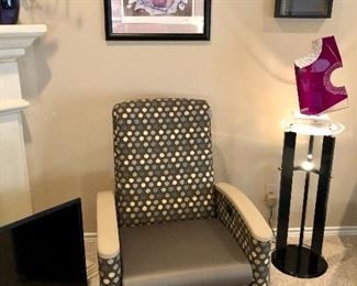 Wieland medical upholstered recliner with brakes and push bar on backside.  vinyl seat.  Retails for $$$.  Around 3 years old.  Great condition.  very nice.