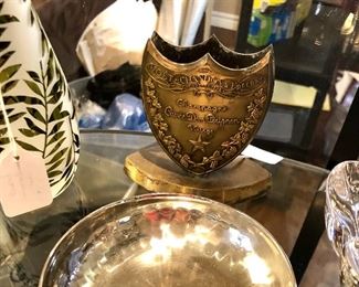 Too fun Dom Perignon vintage wine menu holder.