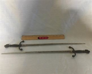 Swords. Pair of miniature swords or skews. Marked
“ITALY"