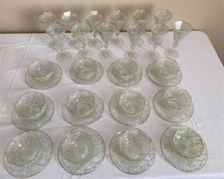 #1 - $675 Rare Venetian stemware & dessert set glass 36 pieces. mint condition 