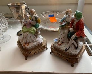 #17 - $50 Pair of German porcelain set of porcelain figures - signature not seen because of felt. Very good condition