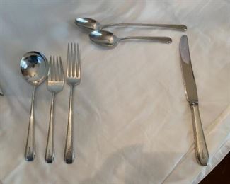 #22 - $1,600 Sterling silver Towle flatware - Pattern Cascade c.1933 designed by Harold E.Nock. 75 pieces. 77.60 ounces. 