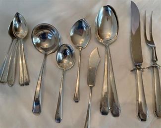 #22 - $1,600 Sterling silver Towle flatware - Pattern Cascade c.1933 designed by Harold E.Nock. 75 pieces. 77.60 ounces. 