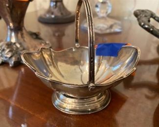 #29 - $65 English silver candy basket dish. Approx 4”L. Weight 4.5 ounces approx. 