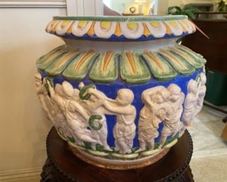 #31. $95 large Italian glazed planter pot. Circa 1960’s. 16” x 16” x 12”h. Very good apparent condition. 