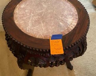 #32 - $150 Oriental plant stand with marble top 18"W x 19"T