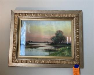 #47 - $100 Landscape pastel of river scene 23 1/4"L x 18"T