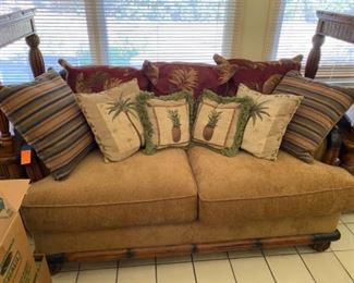 #68 - $175 Loveseat Palm Tree inspired, Bamboo lined.  64"L x 37"D x 33.5"T