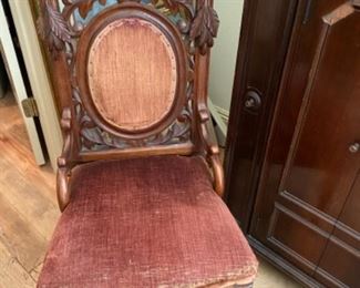 #71 - $90 - Victorian chair like black forest carving. 