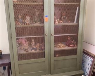 #80 - $399 - Green cabinet with chicken wire doors  52 1/2" W x 18 1/2"D x 79"T 