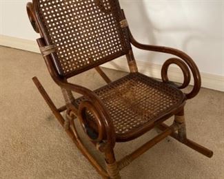 #86 - $55 Bamboo and caned child rocker 
