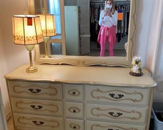 French Provencal style dresser with mirror 58"L x 18"D 30 1/2"T 