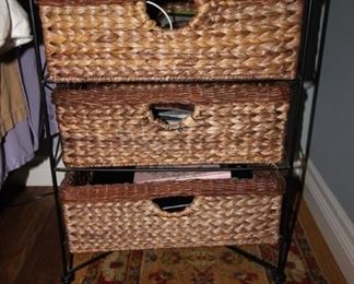 $30. Three rattan basket drawers.