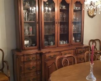 China Cabinet (two part w/metal  mesh on center doors)