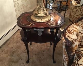 Pair of Mahogany Leather Top End Tables