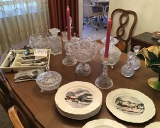 Crystal, Stainless Flatware Set