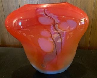 large hand blown glass peach 1984