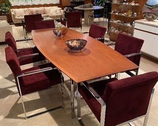 Knoll bow tie rosewood & chrome dining table
