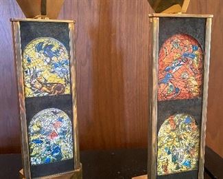 Chagall gold plated brass candle sticks