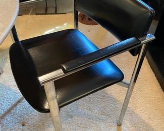 Stendig set of 4 leather & chrome dining chairs