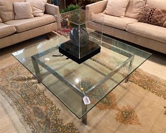 Milo Baughman chrome & glass coffee table