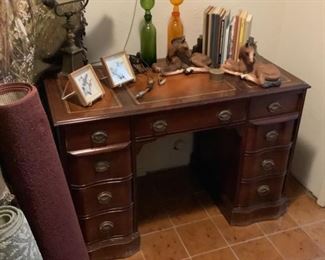 Antique Leather Top Executive Desk