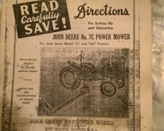 1941 John Deere Tractor Directions