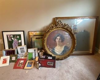 028 Antique Oak Mirror and Frames