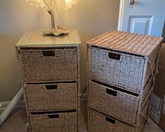 22 Pair Seagrass Bedside Tables and Lilly Lamp