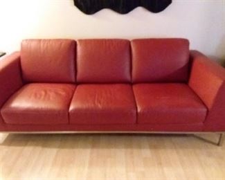 009 Red Intalsofa Leather Sofa