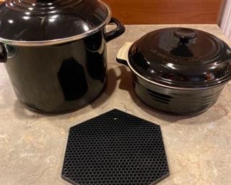 036 Black Le Creuset Stock Pot and Stoneware Casserole