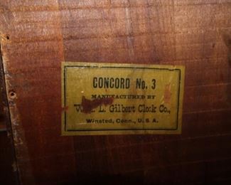 $50. Mantle clock, Concord #3, by Gilbert Clock Company of Winstead Conn.