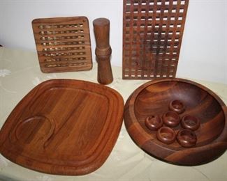 $50. Assortment of teak pieces.