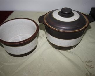 $25. Two pieces of Denby pottery.