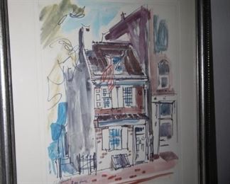 $40. Kay Smith water color of "Betsy Ross House". 14x18