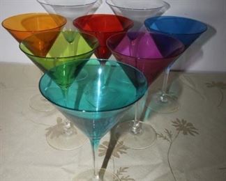 $25. Eight colorful martini/cocktail glasses.