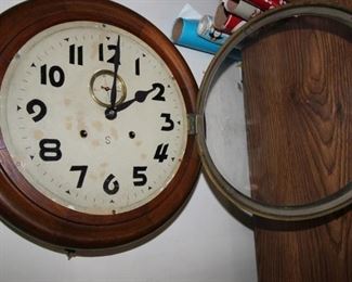 $50. Sessions wall clock, as is with clear plastic bezel. 