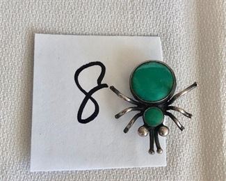 $30.  Vintage sterling and turquoise bug pin