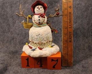 147: A Winter Visit Now $20.  Was $30.  Lenox snowman by Lynn Bywaters - 1990s.  New in box - excellent condition.  