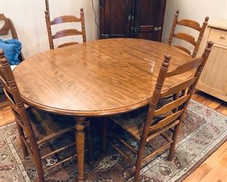 OVAL KITCHEN TABLE W/ 6 CHAIRS - 48"W X 78"L (WITH TWO LEAVES)