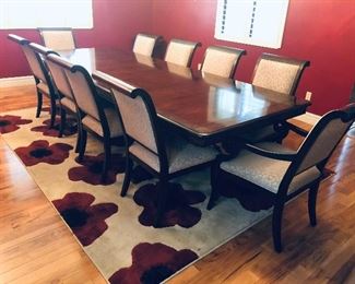 DINING ROOM TABLE W/ 10 CHAIRS - BERNHARDT FURNITURE - SMITHSONIAN COLLECTION - 4' X 10'