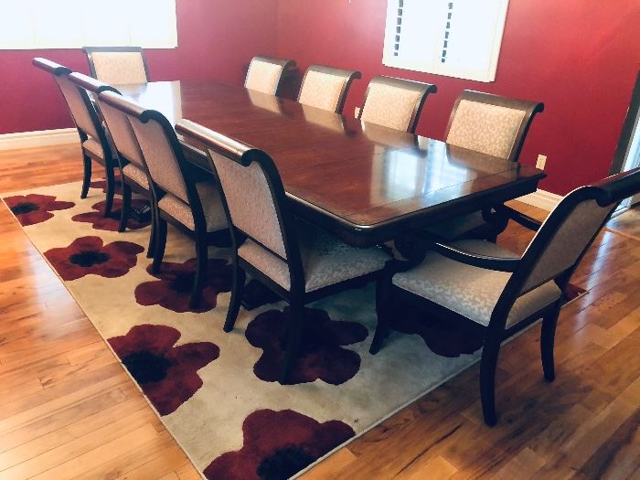  DINING ROOM TABLE W/ 10 CHAIRS - BERNHARDT FURNITURE - SMITHSONIAN  COLLECTION - 4' X 10'