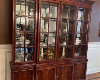 4. Hickory White Lighted China Cabinet w/ Beveled Glass Doors (72" x 16" x 86")